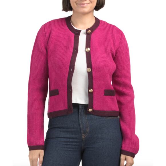 Steve Madden Fatino pink button up sweater womens size Medium NWT - Picture 1 of 2